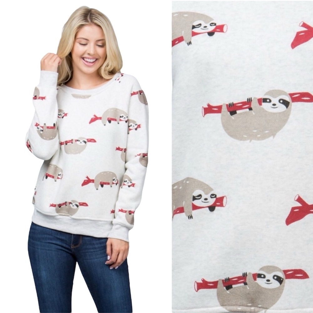 🦥Sloths Animal Print Sweater Pullover Sweatshirt